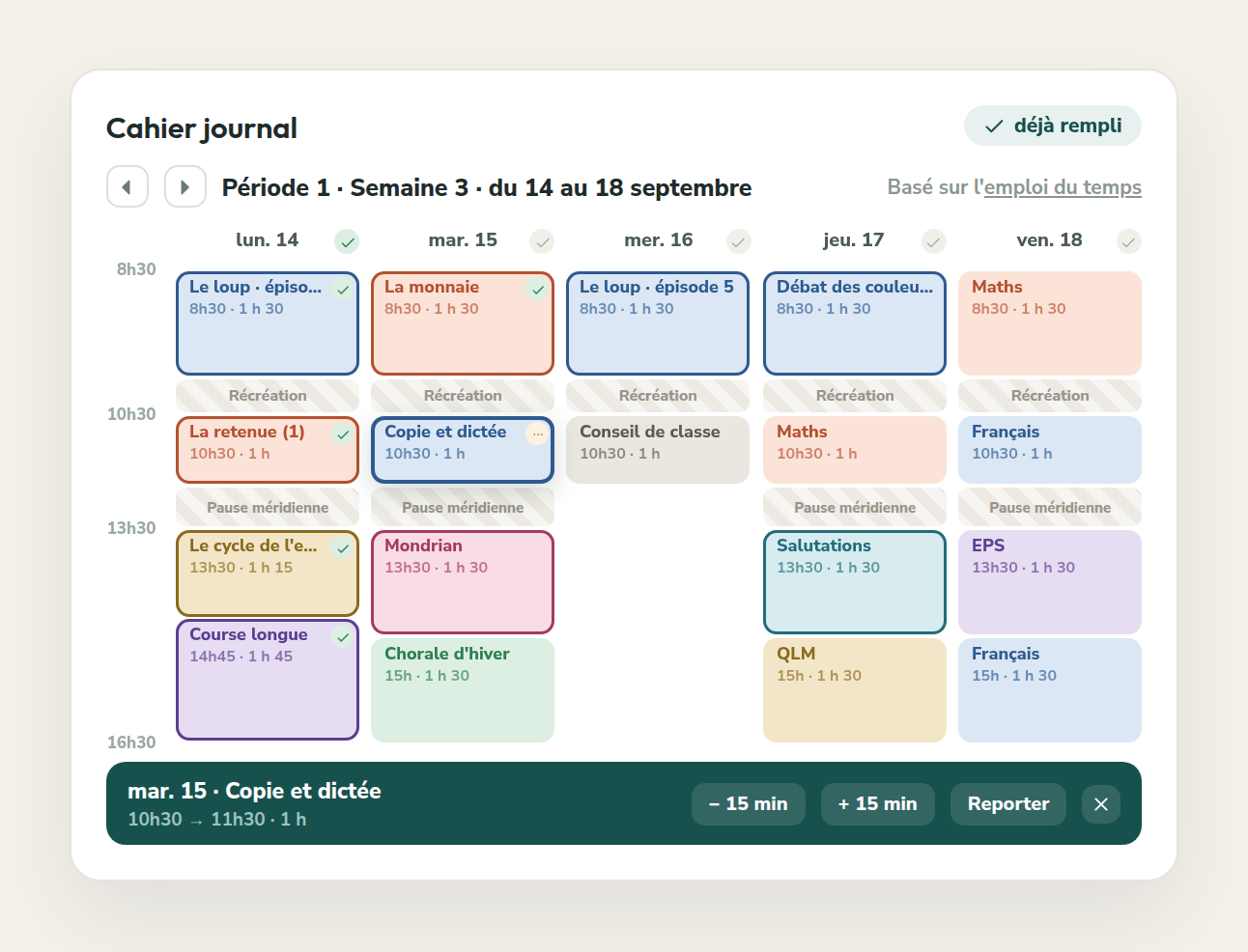 Capture de Prepy : Cahier journal