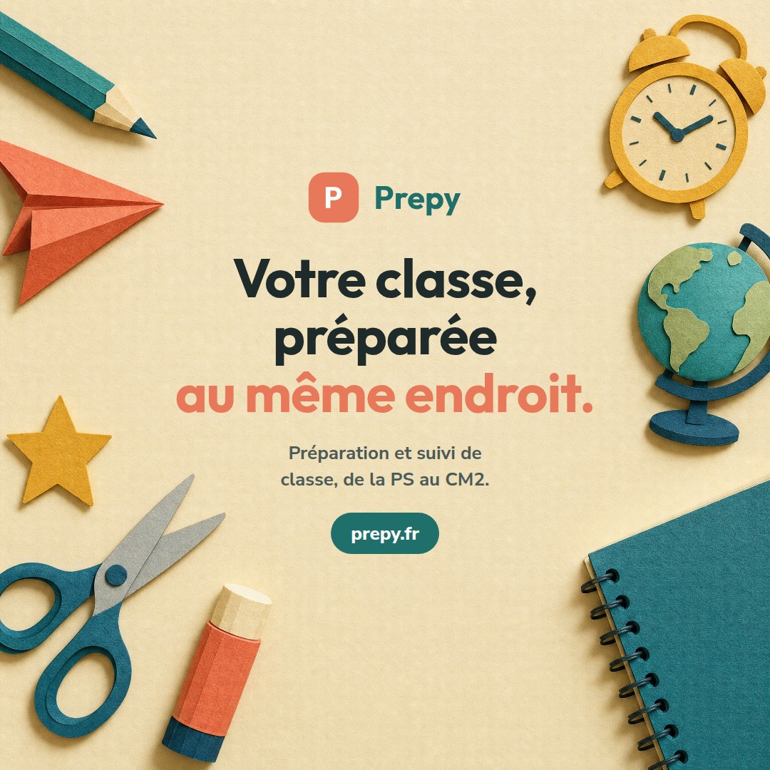 Visuel Prepy au format carré : « Votre classe, préparée au même endroit. »